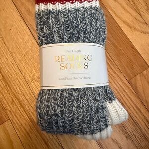 Reading Socks with Faux Sherpa Lining - Gray/White